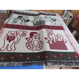 Christmas Kitty Woven Throw